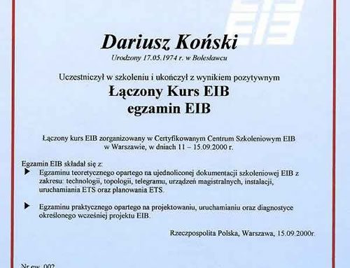Certyfikat EIB